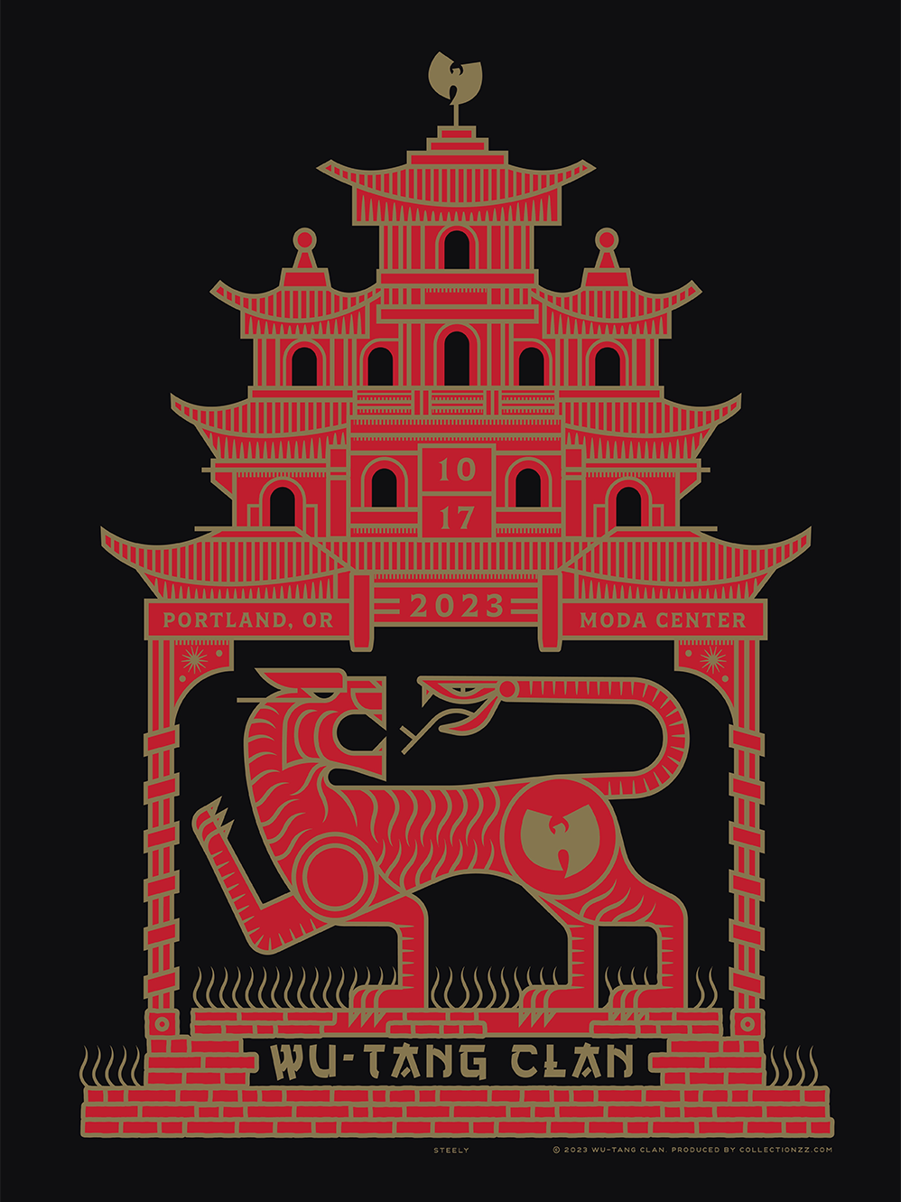 Wu-Tang Clan October 17, 2023, Portland, OR Screen Print Poster Illustrated by Brian Steely