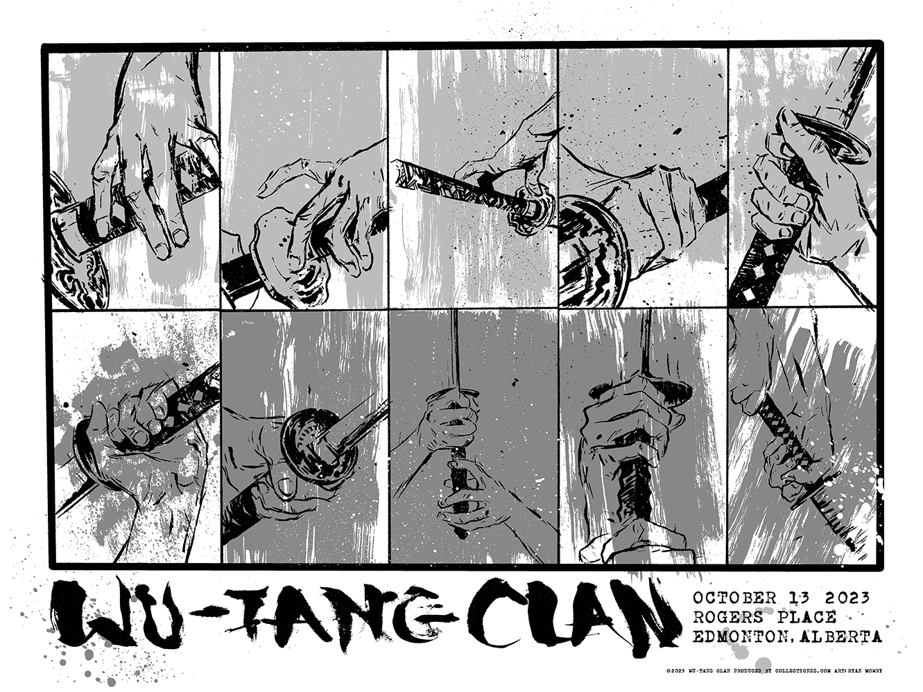 Wu-Tang Clan October 13, 2023, Edmonton, AB Screen Print Poster Illustrated by Ryan Mowry