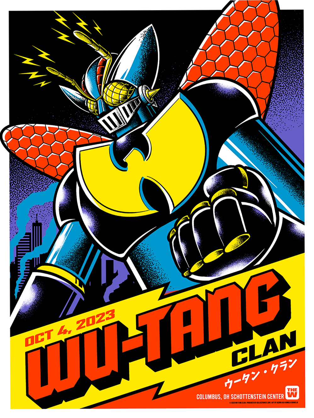 Wu-Tang Clan October 4, 2023, Columbus, OH Screen Print Poster Illustrated by Acorn AKA Arnold Cornelio