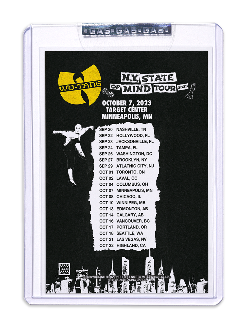 GAS Wu-Tang Clan October 7, 2023, Minneapolis, MN Trading Card Illustrated by Bruno Seelig