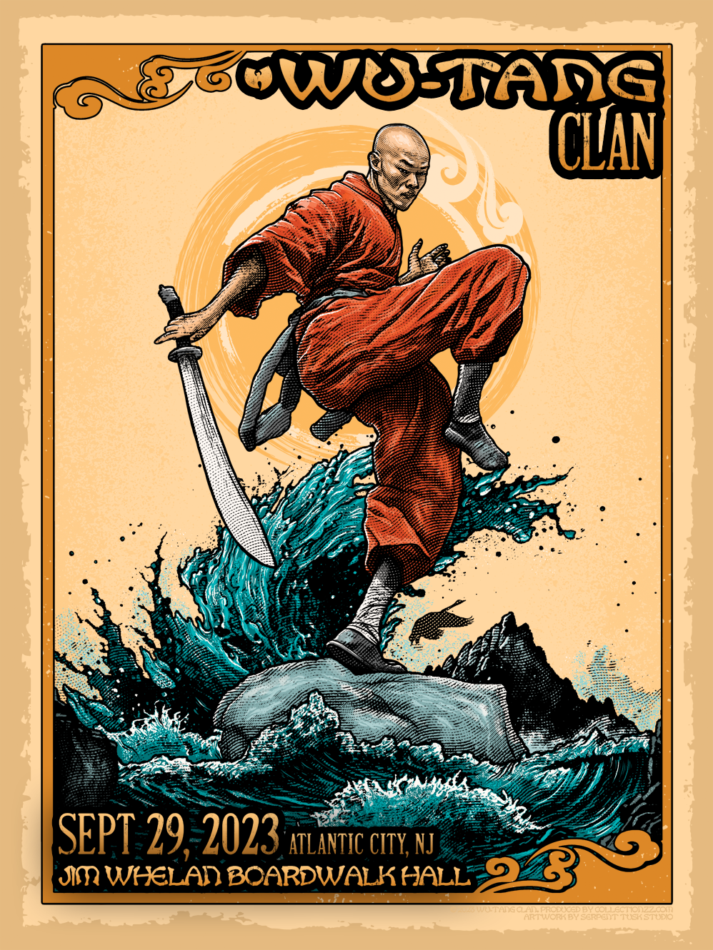 Wu-Tang Clan September 29, 2023, Atlantic City, NJ Screen Print Poster Illustrated by Serpent Tusk Studio