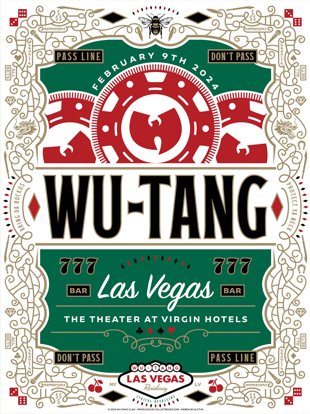 WuTang Clan February 9, 2024, Las Vegas, NV Screen Print Poster Illus