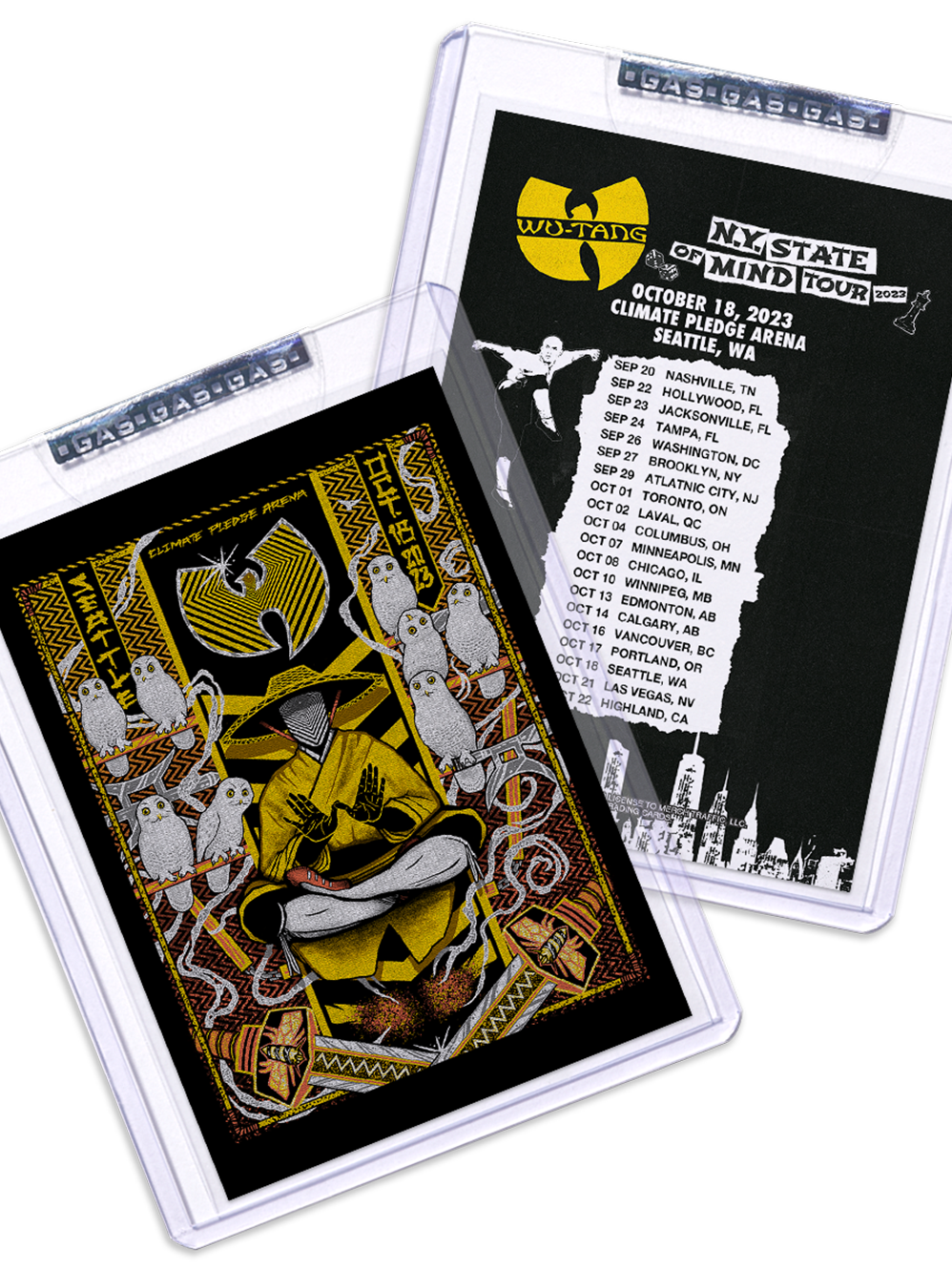 GAS Wu-Tang Clan October 18, 2023, Seattle, WA Trading Card Illustrated by Brad Klausen