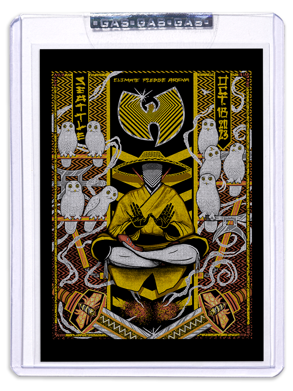 GAS Wu-Tang Clan October 18, 2023, Seattle, WA Trading Card Illustrated by Brad Klausen