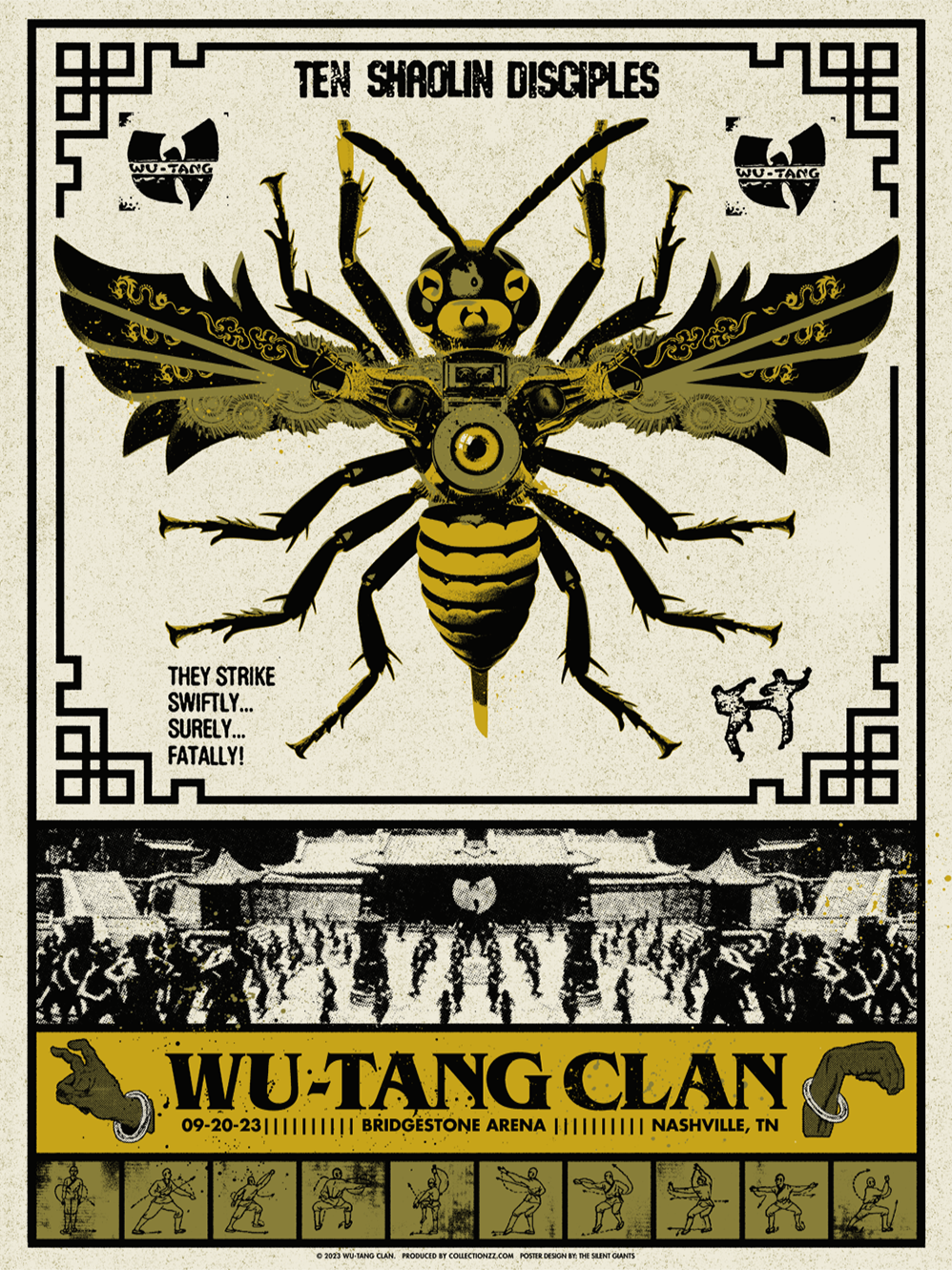 Wu-Tang Clan September 20, 2023, Nashville, TN Screen Print Poster Illustrated by The Silent Giants
