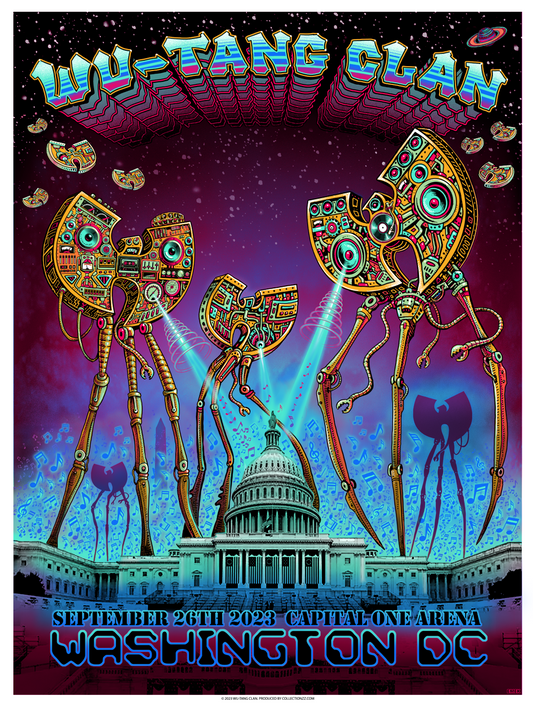 Wu-Tang Clan September 26, 2023, Washington, DC Screen Print Poster Illustrated by Emek