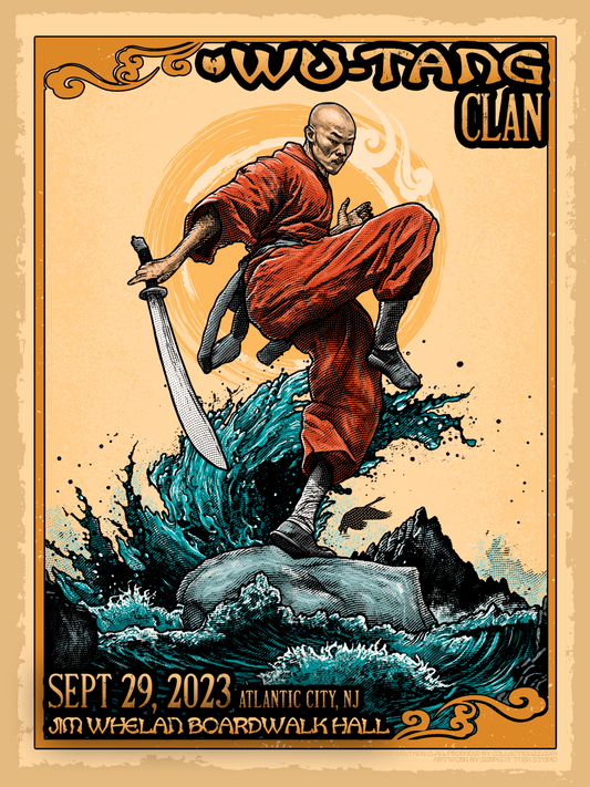 Wu-Tang Clan September 29, 2023, Atlantic City, NJ Screen Print Poster Illustrated by Serpent Tusk Studio