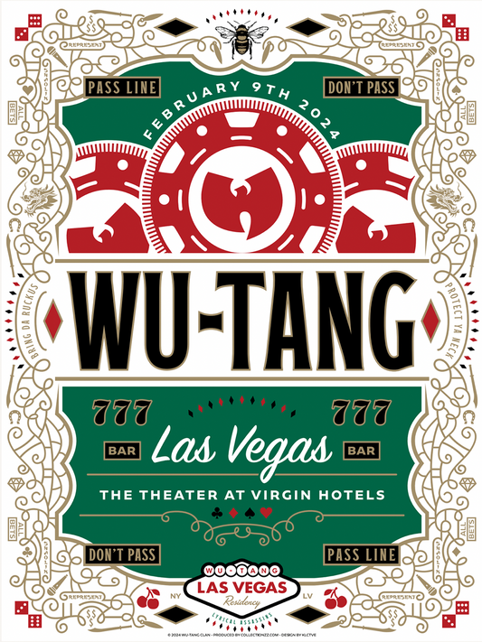 Wu-Tang Clan February 9, 2024, Las Vegas, NV Screen Print Poster Illustrated by KLCTVE